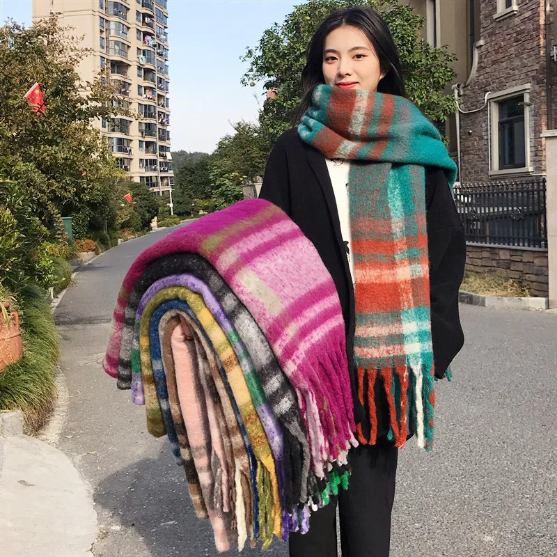 

Thick Warm Winter Scarf Design Print Women Cashmere Pashmina Shawl Lady Wrap Tassel Scarves Plaid Women Foulard Blanket T357