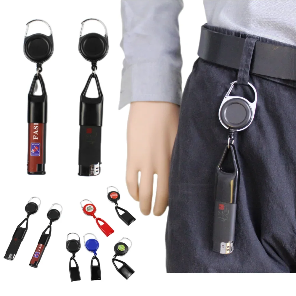 

Creative Prevent Loss Pull Out Lighter Protective Cover Retractable Clip Key Chain Lighter Holder Leash Smoking Accessories