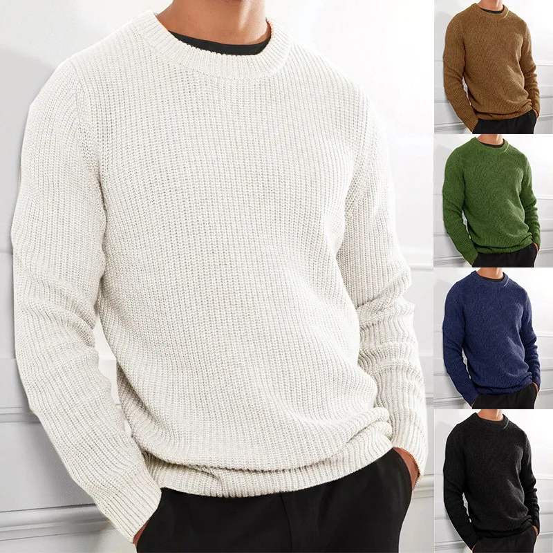 

Men's Sweater Pullovers Spring Autumn Casual Solid Knitted Sweater Pullover Men LongSleeve O-neck Knit Sweaters S-3XL Men's Coat