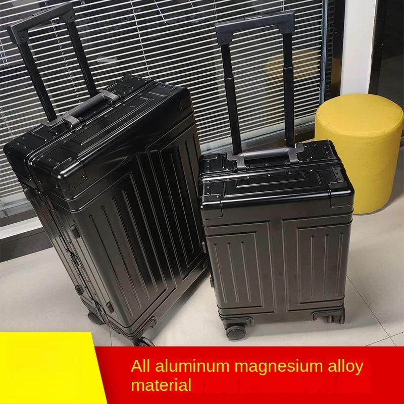 Suitcase New large size Magnalium luxury Luggage Aluminum Alloy Trolley Case Metal Aluminum Frame Travel Suitcase on wheels