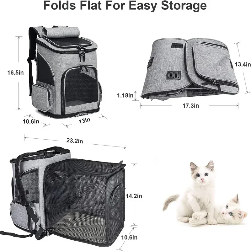 Pet Supplies Puppy Backpack Expandable Pet Bag Large Capacity Breathable Portable Cat Backpack Foldable Dog Bag