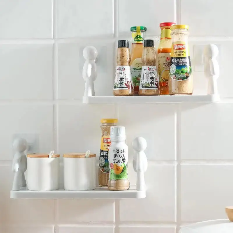 New Creative Bathroom Storage Shelves Cute White Doll Villain Shelves Shelf Self-adhesive Bathroom Cosmetics Storage Racks 2