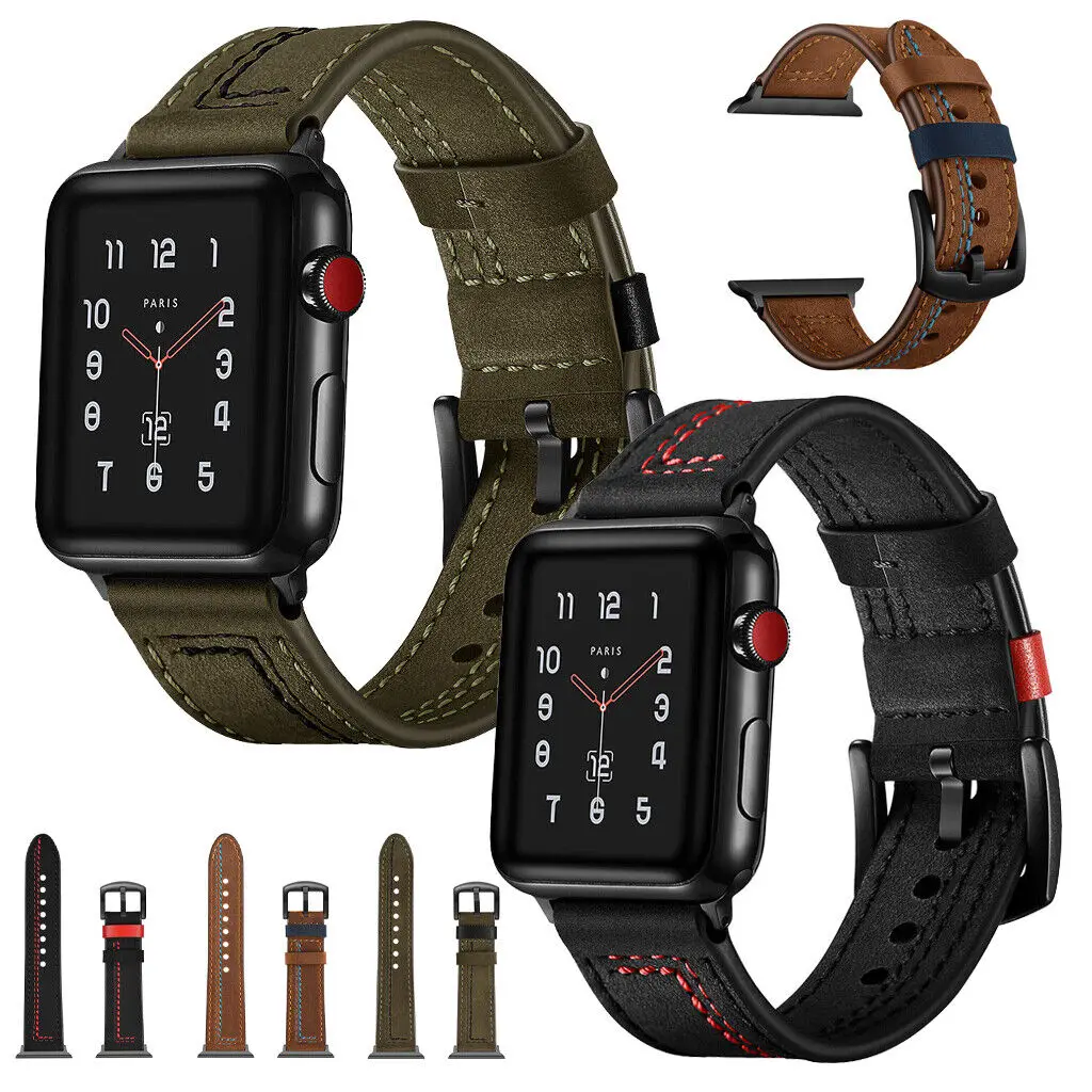 

Кожаный ремешок для Apple Watch Ultra 38 мм 42 мм 44 мм, браслет для наручных часов iWatch Series 8 7 3 4 5 6 Se 42 мм/44 мм
