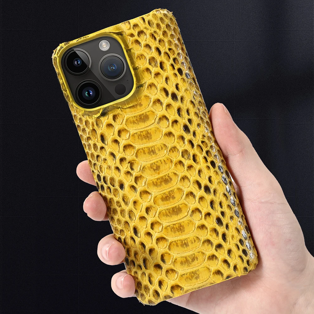 100% Genuine Python Leather Phone Case For iPhone 15 13 14 Pro Max 12 Mini 11 Pro Max X XS XR 7 8 Plus 5 SE 2020 Snakeskin Cover
