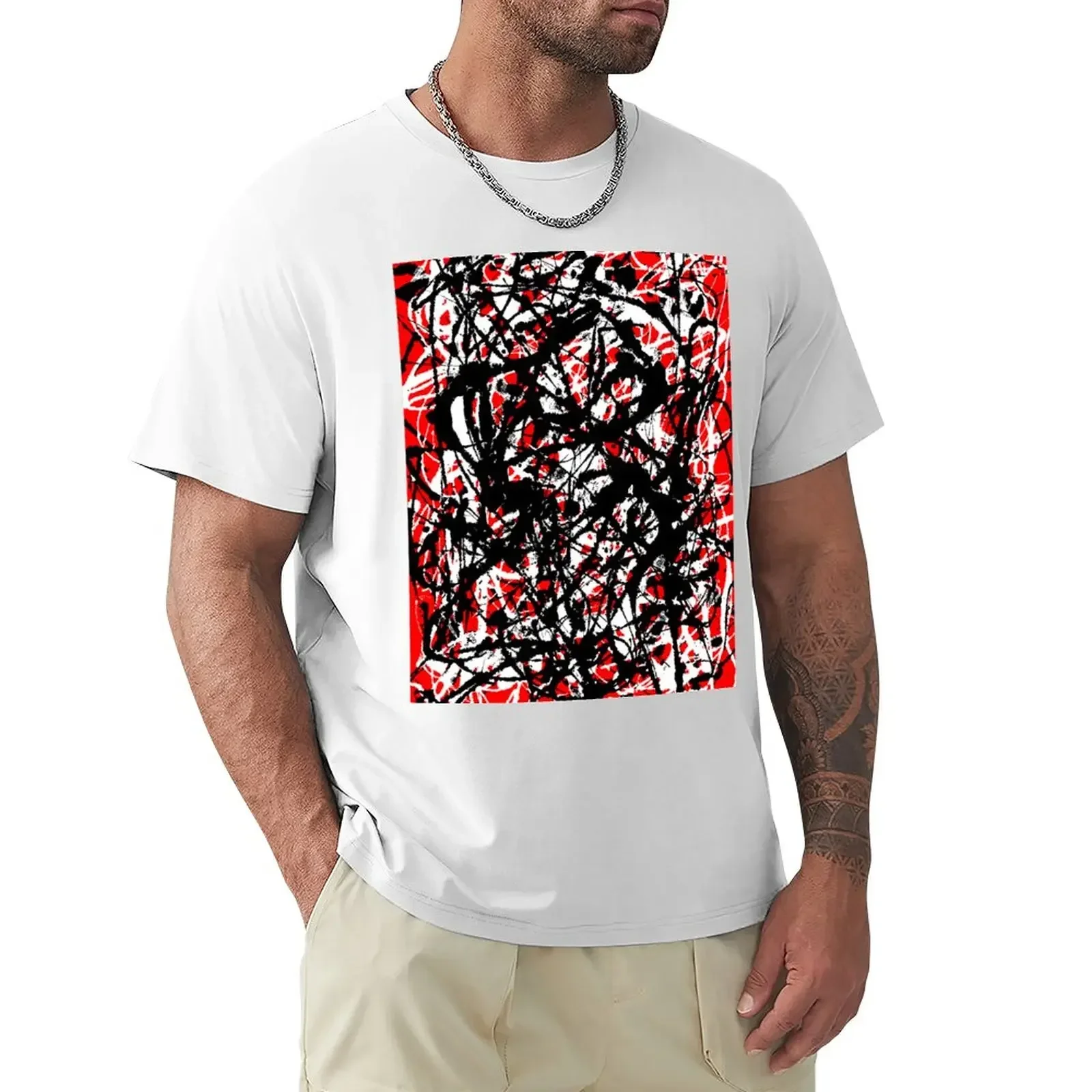 

Jackson Pollock Free Form Vectored T-Shirt vintage clothes anime clothes anime T-shirts for men cotton