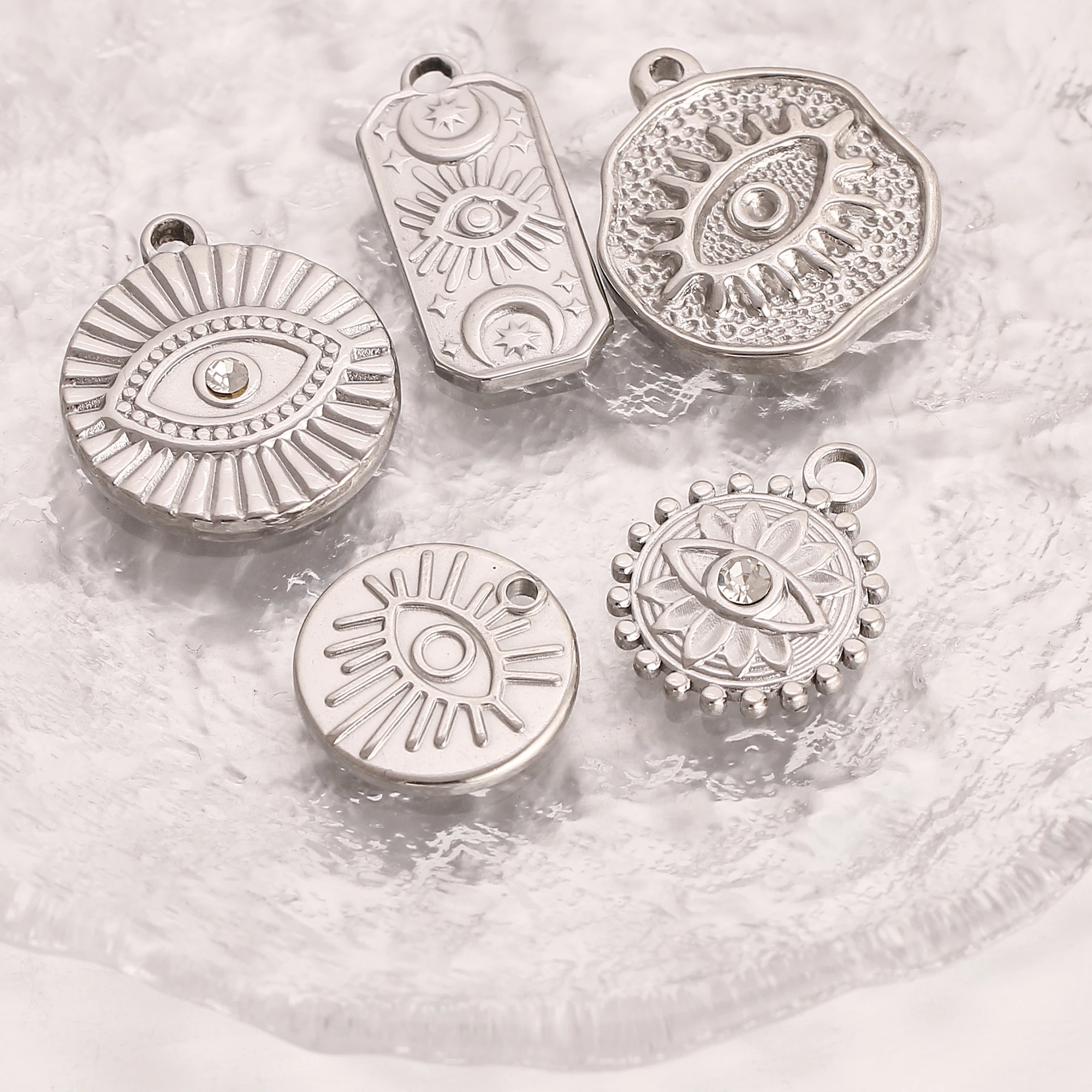 3 Stücke Gießen Herz Auge Charms Edelstahl Schmuck Machen Cz Evil Eye Anhänger Diy Glück Amulett Ohrringe Halskette Handwerk Charme – Detail 4