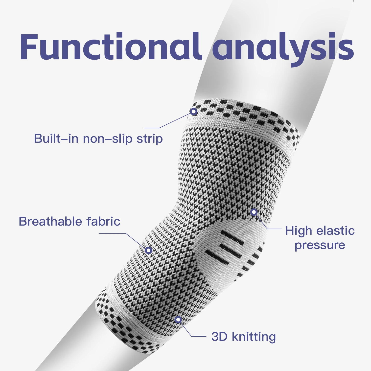 1Pcs Fitness Elbow Brace Compression Support Sleeve for Tendonitis, Tennis Elbow, Golf Treatment - Reduce Joint Pain