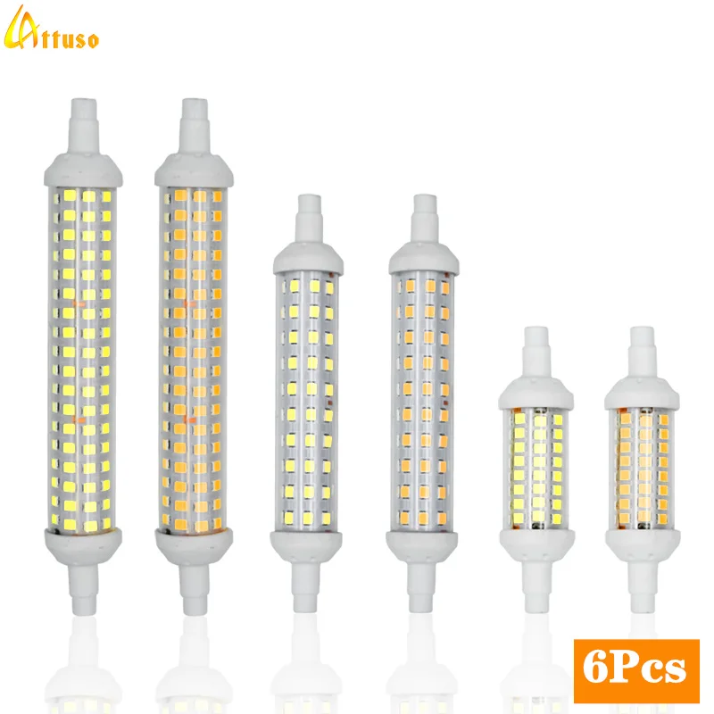 6 шт./лот R7S Светодиодная лампа Вт 9 12 SMD 2835 78 мм 118 135 AC 220 В 240 энергосберегающий