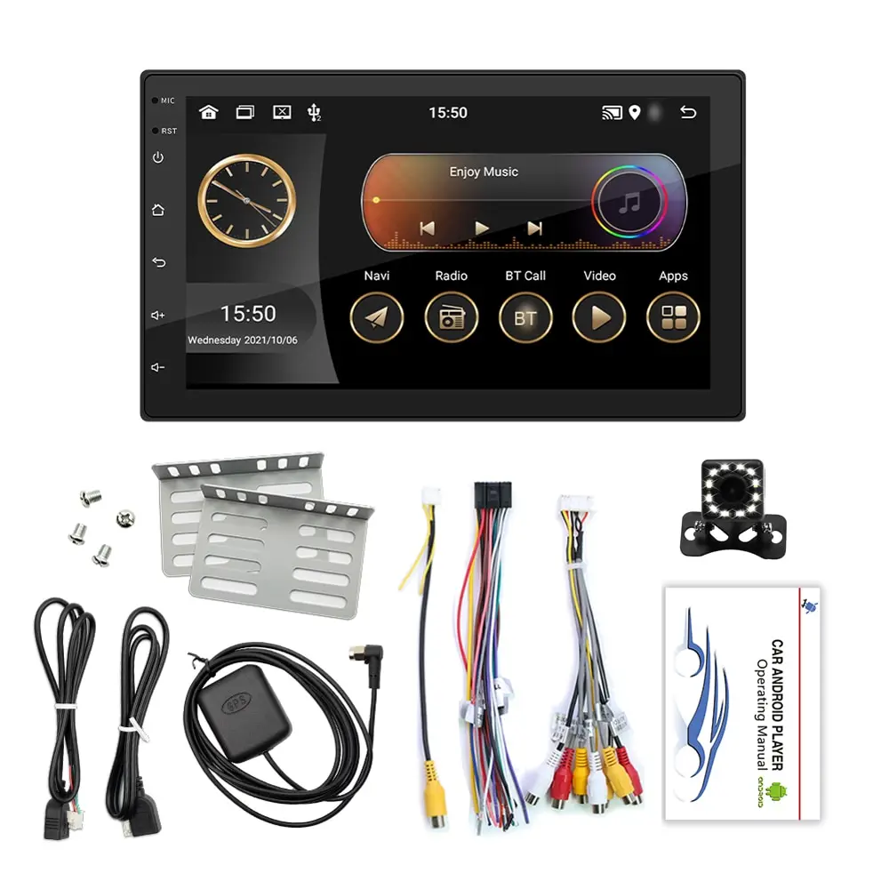 Android 11 Car Stereo Double Din GPS Navigation FM Radio with 7 Inch Touchscreen with Reverse Camera Support WIFI/AUX/U-Disk