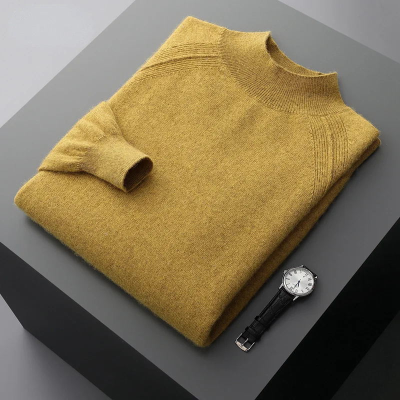 

Quality New High Arrival Fashion Autumn and Winter Men's Bottomed 100�shmere Half High Collar Sweater Pullover Size SMLXL2XL