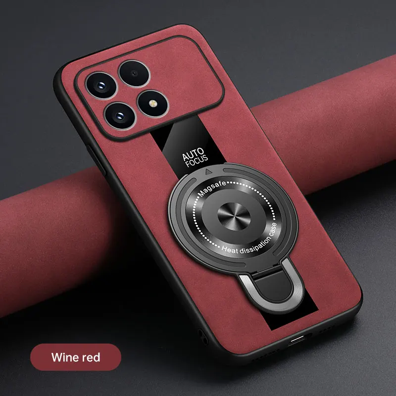 Luxury Silicone Sheepskin Leather Shockproof Back Cover with Magnetic Ring Holder