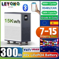 Batterie LiFePO4 48V, 300ah, 15kwh, 6500 Cycles, Bluetooth, RS485, peut BMS, batterie au Lithium, stockage d'énergie solaire domestique, AKKU, STOCK ue 1
