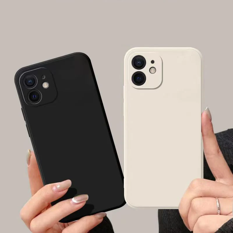 Sleek Matte Square Silicone Phone Case with Camera Protection