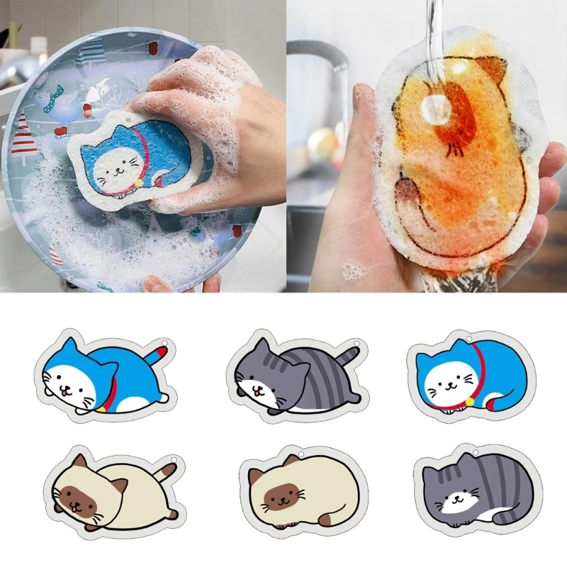 3 Spugne Per Piatti A Forma Di Zampa Di Gatto - Spugnette Assorbenti In Tessuto Non Tessuto, Simpatiche E Delicate Per Pulire Pentole E Stoviglie