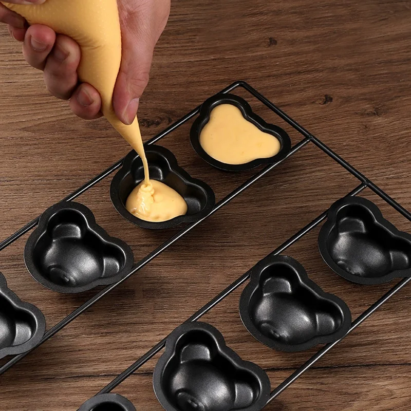 9 Cavity Mini Bear-shaped Carbon Steel Muffin Pan Cute Bear Bakeware  Madeleine Baking Pan Biscuit Candy Mold Baking Accessories - AliExpress