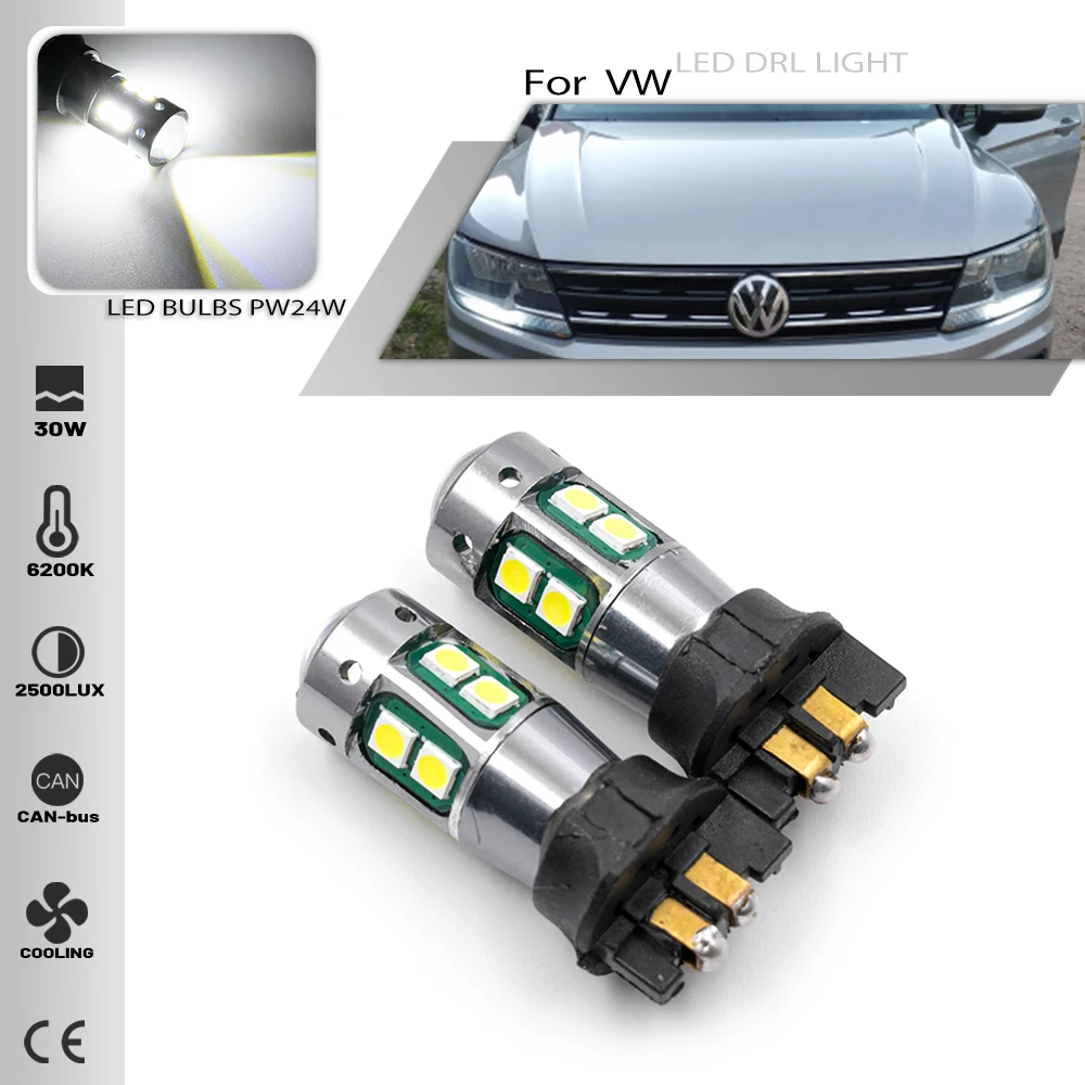 Ampoules LED Canbus PW24W PWY24W, pour VW MK7 Golf CC 2013 clignotant