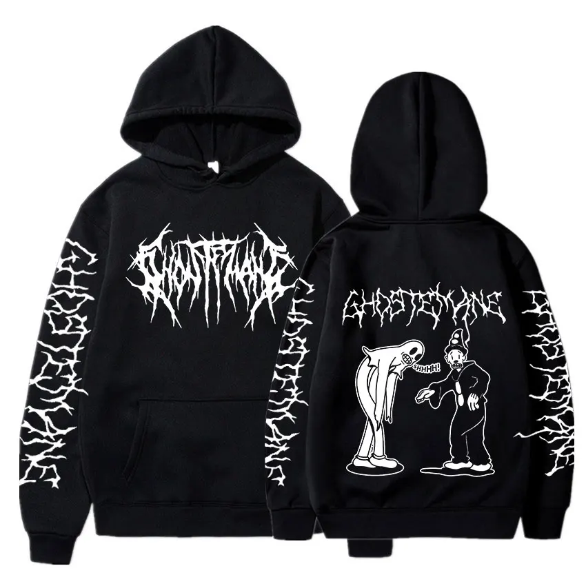 thumbnail image 1 of Ghostemane-Sudadera con capucha y estampado de doble cara para hombre, ropa de calle masculina de estilo Hip Hop, de Metal y Rock, de gran tamaño, estilo gótico, 1 of 5