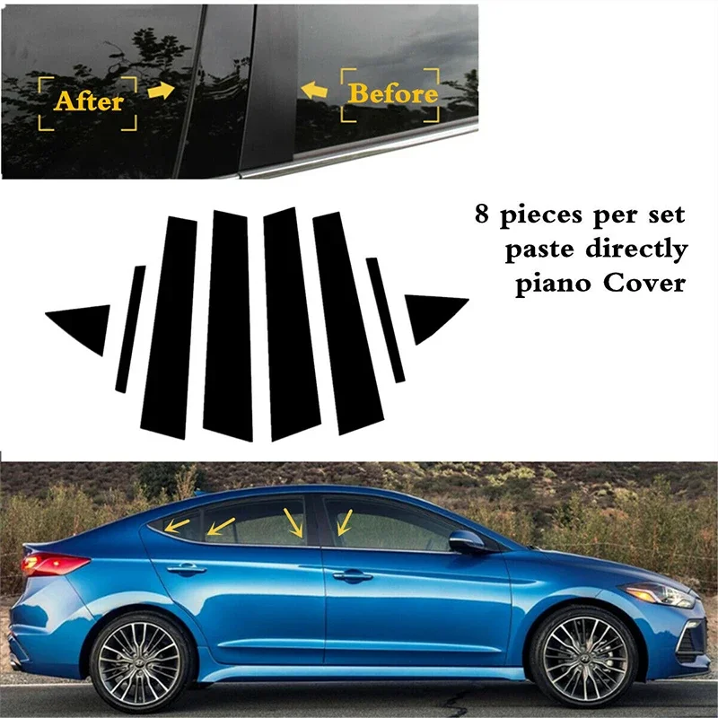 

8 шт. для Hyundai Elantra Sedan 2017-2020 столб для автомобиля декоративные панели наклейки двери окна отделка крышки внешние аксессуары
