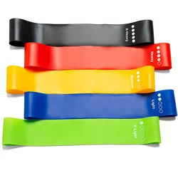 Full Body Fitness & Stretching Bands - Set of 5 for Home Gym, Yoga, Pilates, Hips, Legs, and Arms (Colorful)