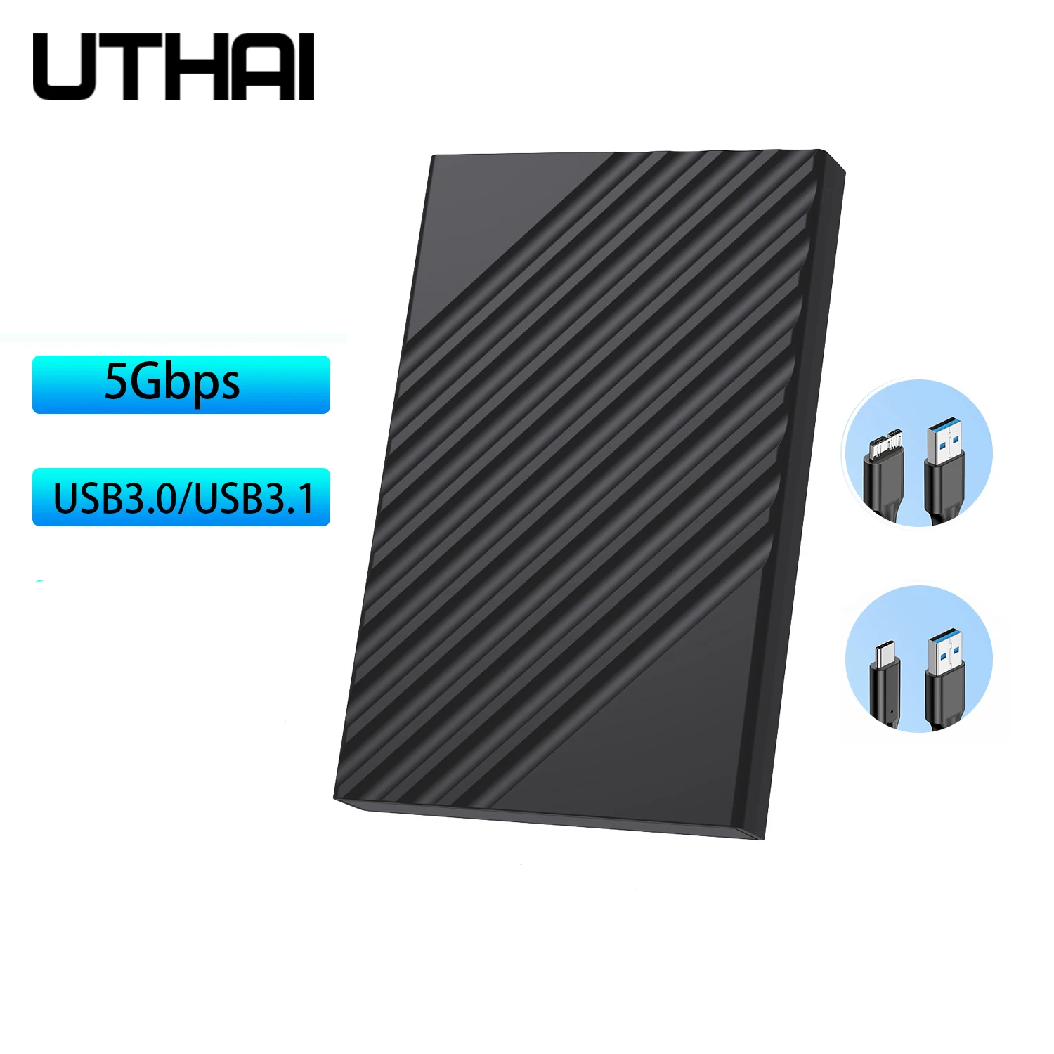UTHAI Z200 휴대용 2.5인치 하드 드라이브 인클로저 USB 3.0/3.1 분리형 기계식 드라이브 박스(안정적인 5GBPS 전송 포함)