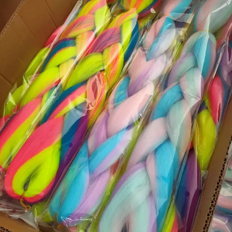 Pervado Hair Synthetic Jumbo Braiding Hair Bulk Blend Candy Mixes Color Crochet Braids 24" 100g Festival Braids