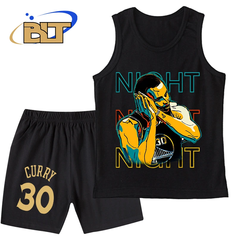 

Детская одежда с принтом Стивена карри, летний костюм из жилета и шортов для мальчиков, повседневный спортивный топ и брюки, комплект из 2 предметов