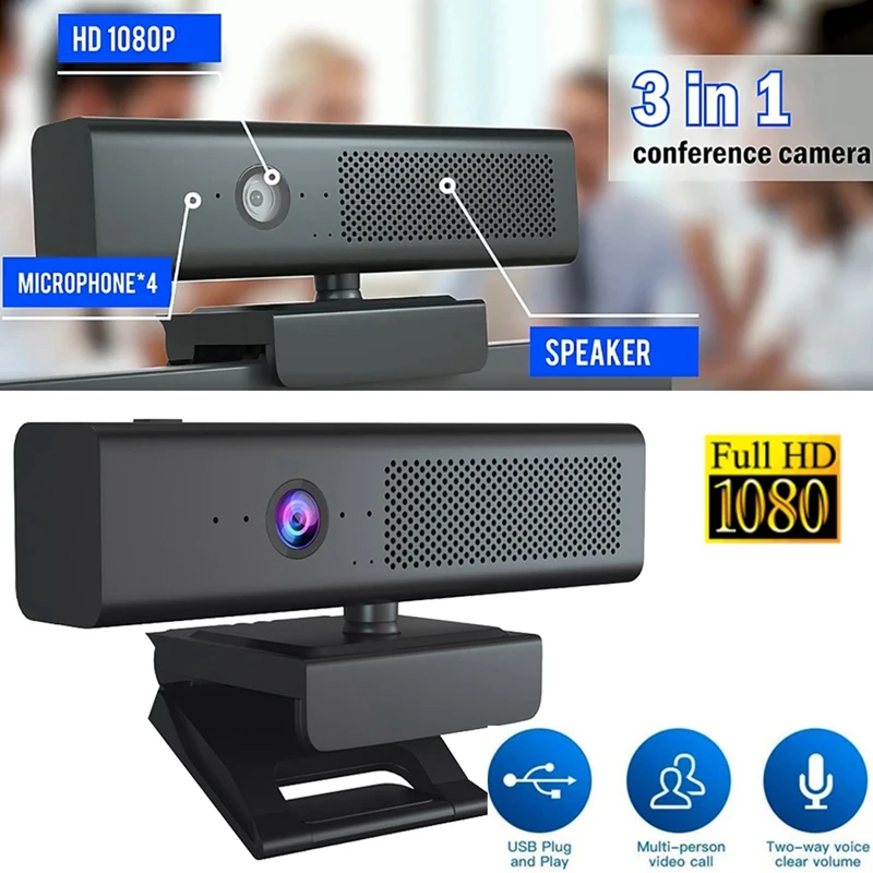 

1080P USB Webcam Computer Camera With Hifi Speaker Microphone Computer Camera Video Conference Camera Parts For PC Laptop