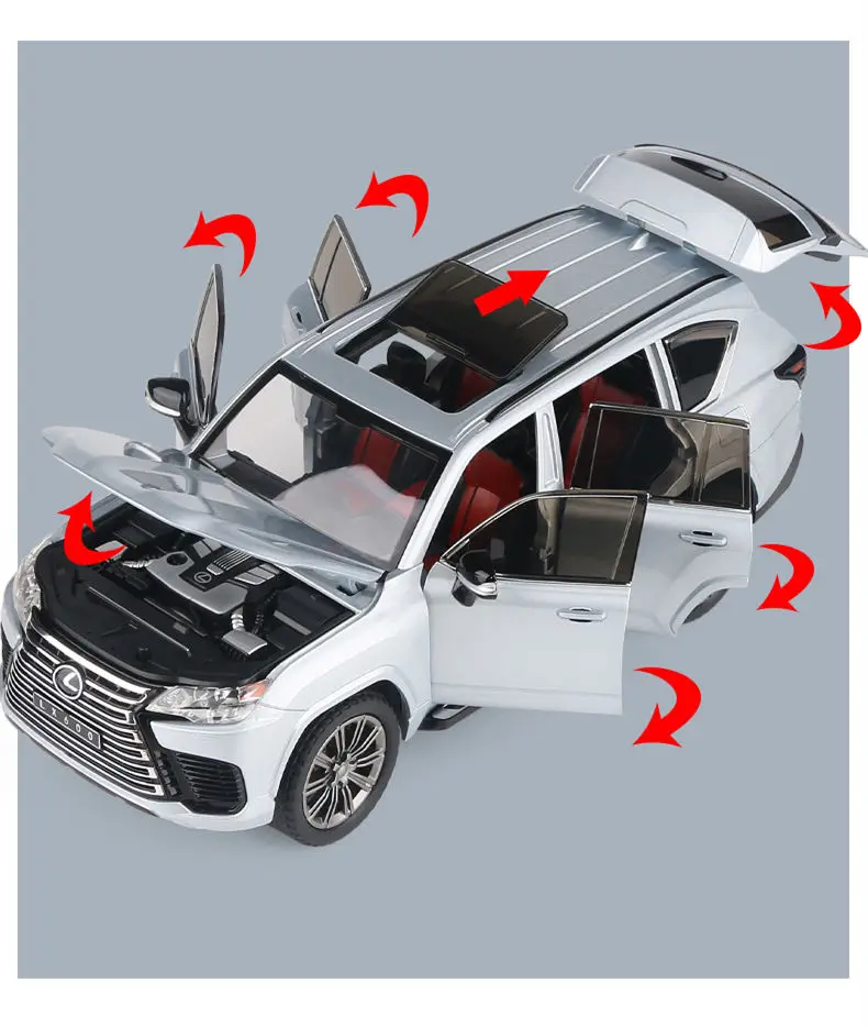 1:24 Lexus LX600 SUV Metal Model Car Toys Alloy Diecast Simulation 