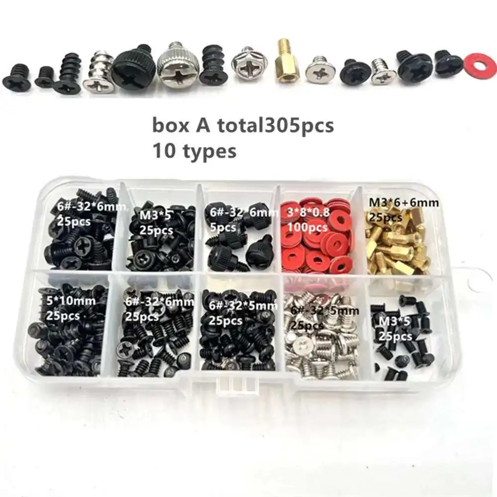 305/780pcs 컴퓨터 PC 케이스 하드 디스크 드라이브 팬 마더 보드 전원 공급 장치 서버 수리 핸드 스크류 볼트 스탠드 오프 세트 키트 조립