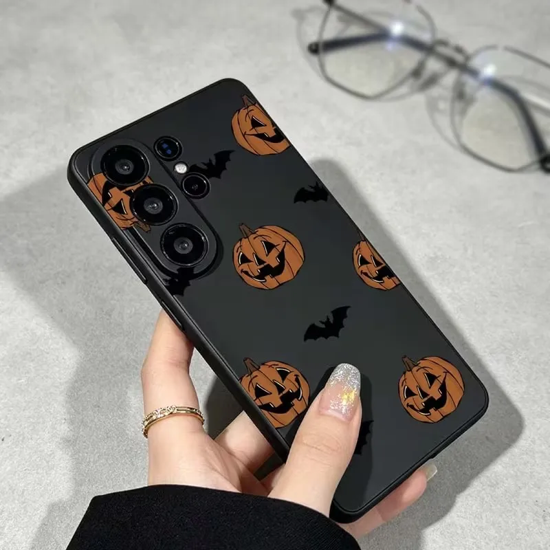 Halloween Pumpkin Bat Pattern TPU Phone Case Cover