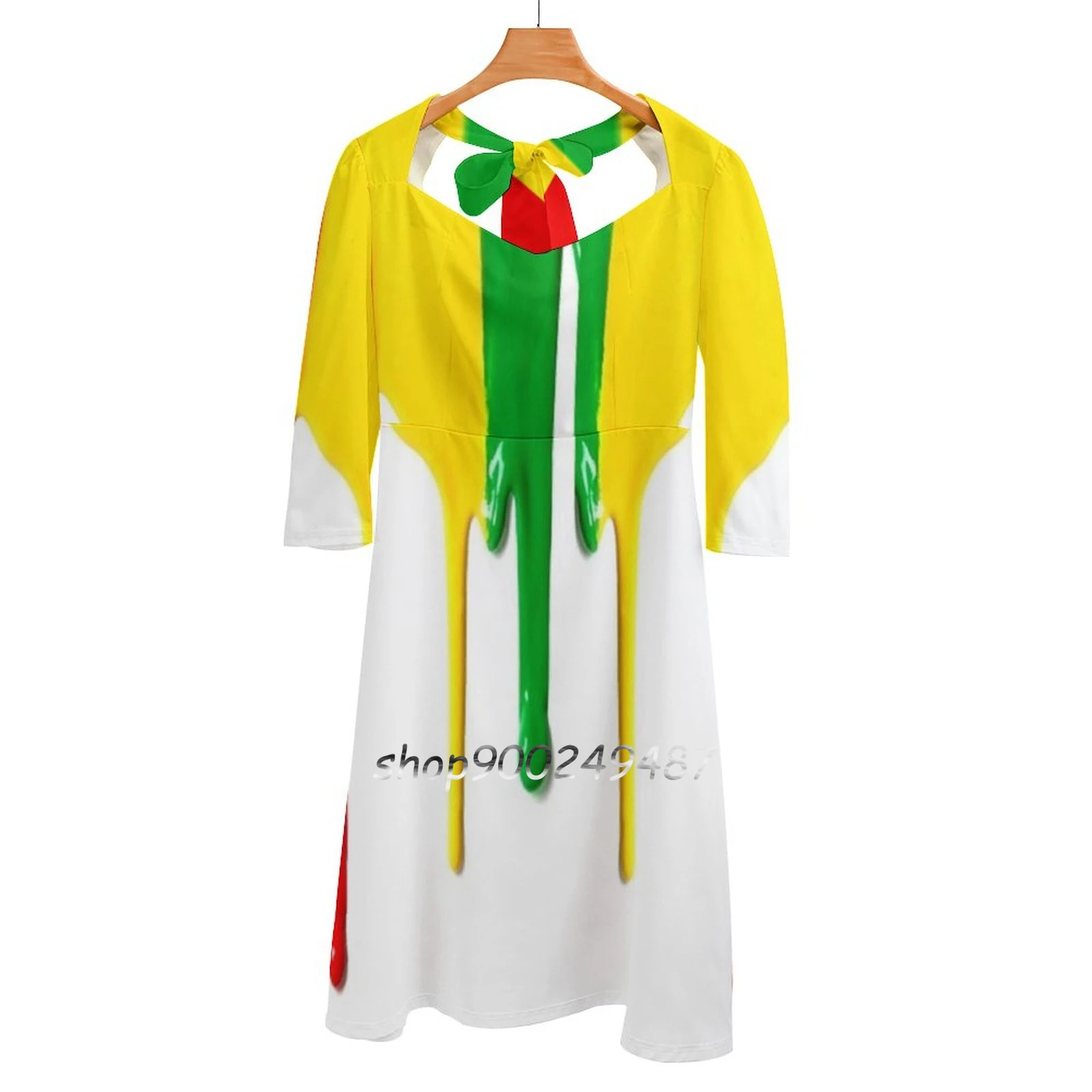 Paint Evening Party Dresses Midi Sexy Dress Female Sweet One Piece Dress Korean Hobbies Pattern Colors Green Yellow Red Blue Aliexpress