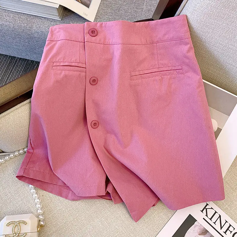 2024 Summer New Casual Set Women's POLO Collar American Retro T-shirt Asymmetric Design Sense Fashion Shorts