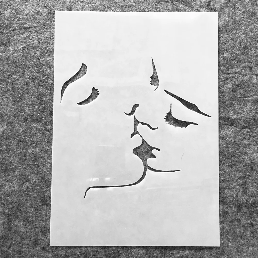 4Pcs/Set A4 29cm Love Kiss Girls Beauty DIY Layering Stencils Painting Scrapbook Coloring Embossing Album Decor Template