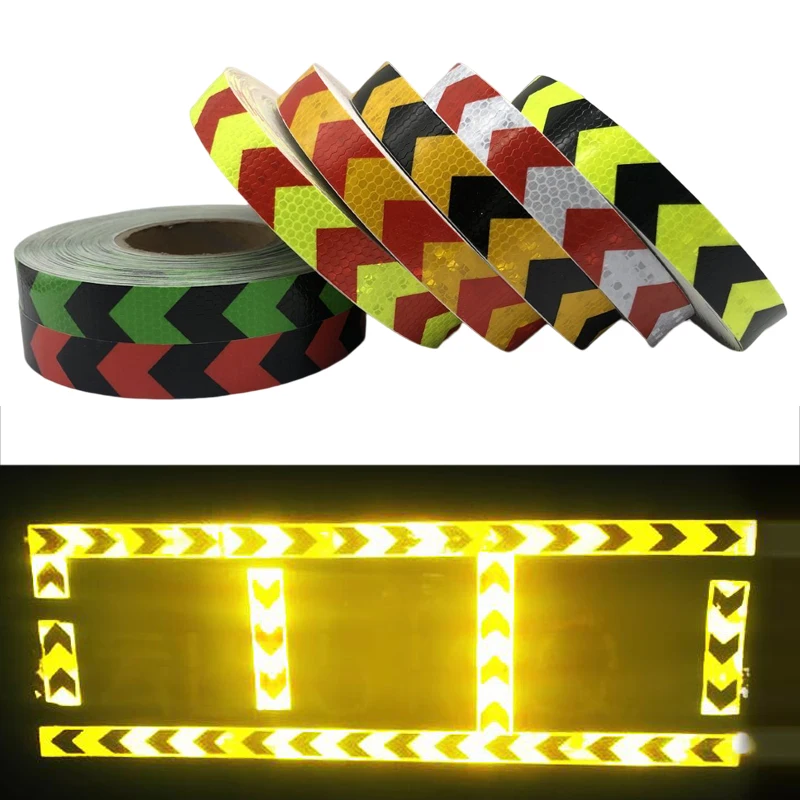 

2.5cmx50m/Roll Arrow Reflective Tape Conspicuity Waterproof Safety Caution Tape Stickers Adhesive For Outdoor Trailer Truck Car