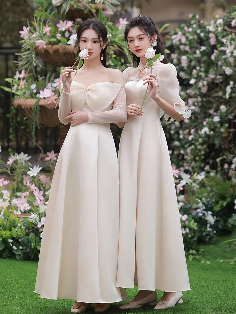 ANDRESD　damask gather dress ベージュ M Elegant Cowl Neck A-Line Tea-Length Mother Of The Bride