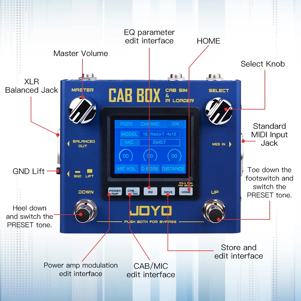 R-08 Cabinet Modeling Pedal Built-in 4 Tube Amplifier Simulation 20 Cabinet & 11