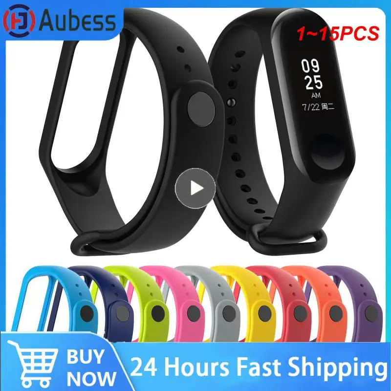 

Ремешок силиконовый для Mi Band 7 6 5 4 3, спортивный браслет для наручных часов, Mi Band 7 6 5 4 3, с ветвями, 1 ~ 15 шт.