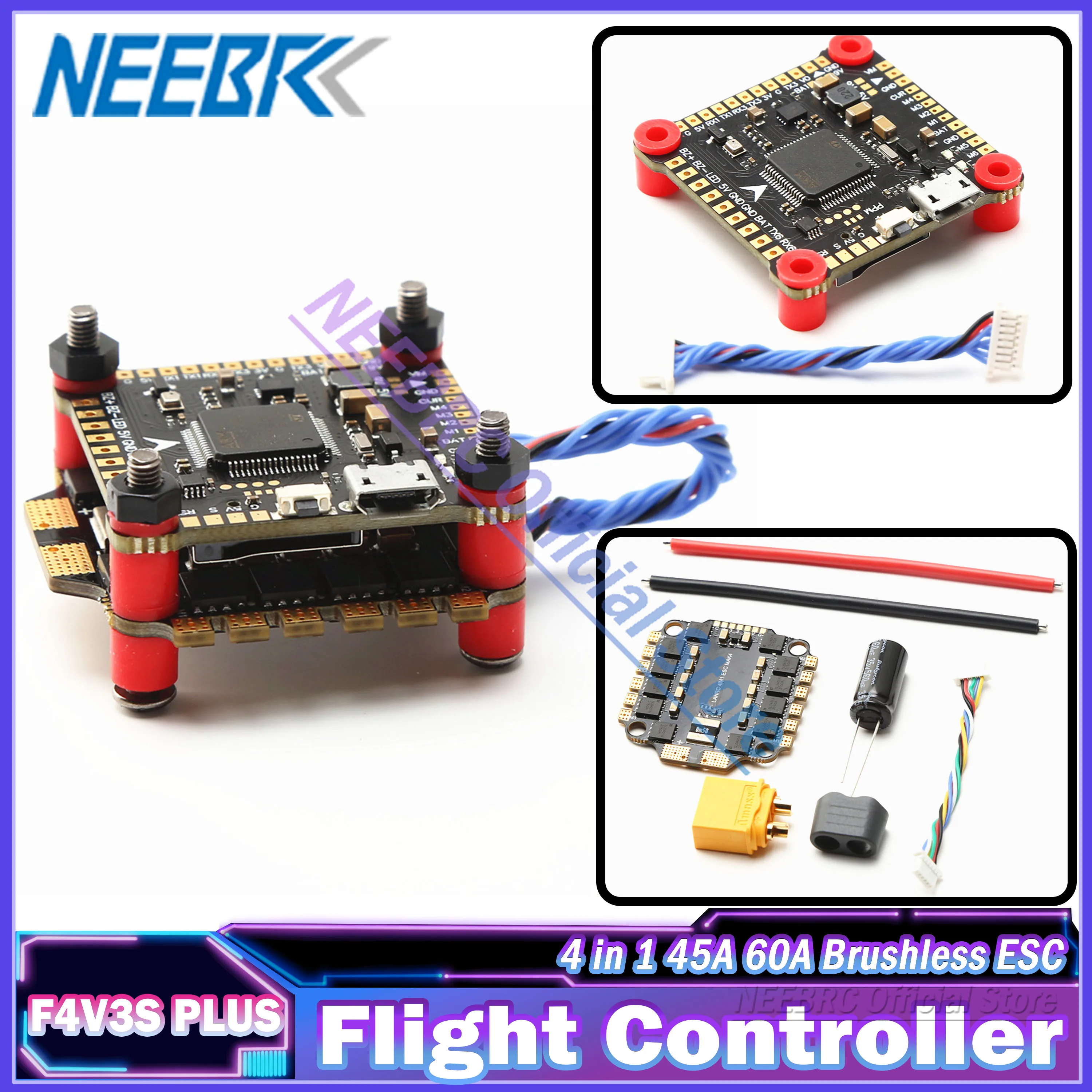 

F4 V3S PLUS FC Flight Controller Board Barometer OSD 4 in 1 45A 60A Brushless ESC for RC FPV Racing Drone Mark4 APEX Quadcopter