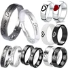 2PCS Black White Lozenge Couple Rings Set Open Adjustable Ring Eachother Lovers Minimalist Ring Gift Wedding Rings Bride Jewlery 6