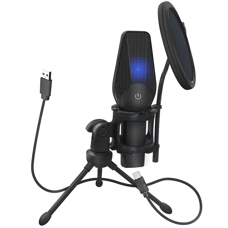 microphone for computer USB Studio Condenser Computer Microphone Kit With Stand Mic Windscreen Filter Cover Desktop Tripod for Gaming Streaming  YouTube wireless microphone