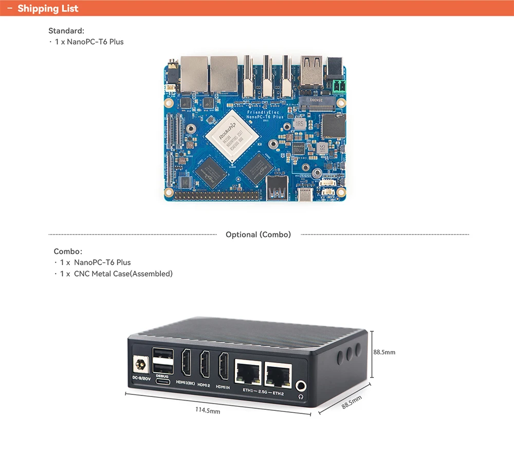 NanoPC T6 Plus Edge Computing Development Board Dual 2.5G Ethernet Rockchip RK35