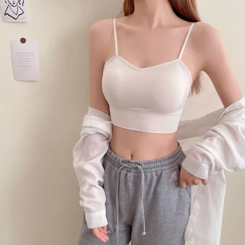 

New style with breast pad ice silk beauty back halter sexy sweet spicy wind outside to wear inside with the bottom of the bra