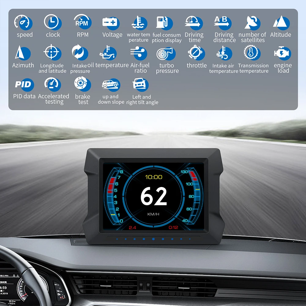 HUD P22 OBD2 GPS  ý  ÷,  , Ŭ , ֺ 2D ÷ ̽, ٱ