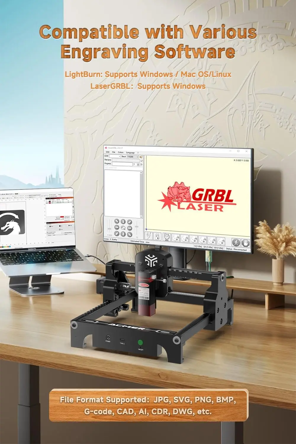 S1 Laser Engraver for Beginner Mini Laser Engraving Machine for Wood, Leather, Plastic, Laser Class4 (Black, 2500mW)