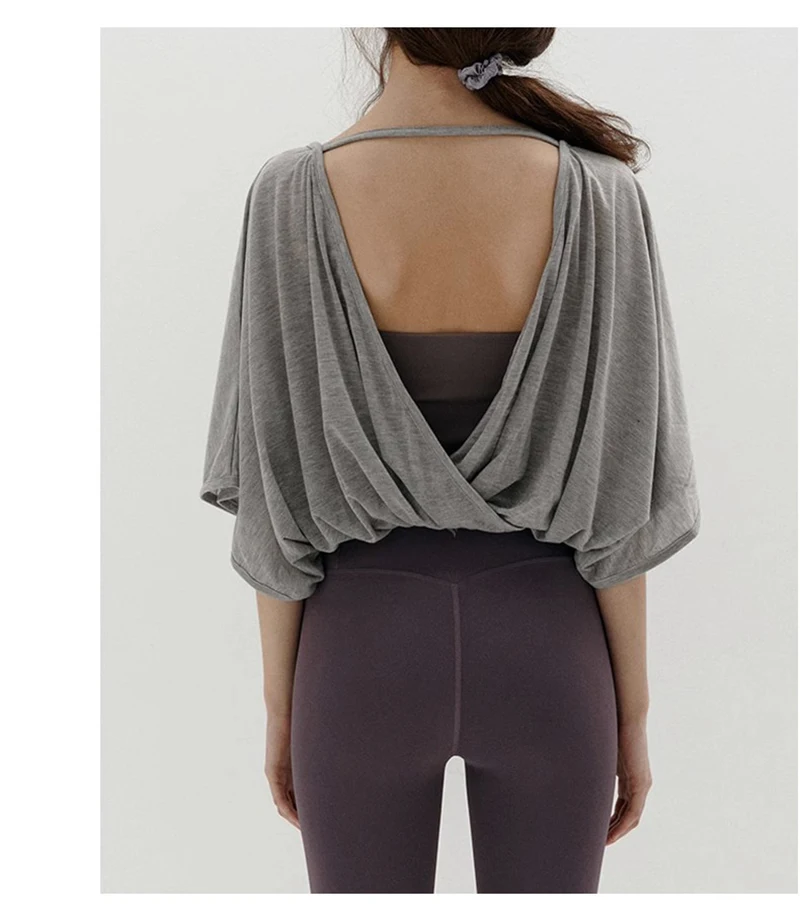 2026 Newly Summer Oversized T-Shirt Women Backless Sexy Cut Out Streetwear Tees Yoga Tops Jogger Running Shirts Blusa Feminina 6