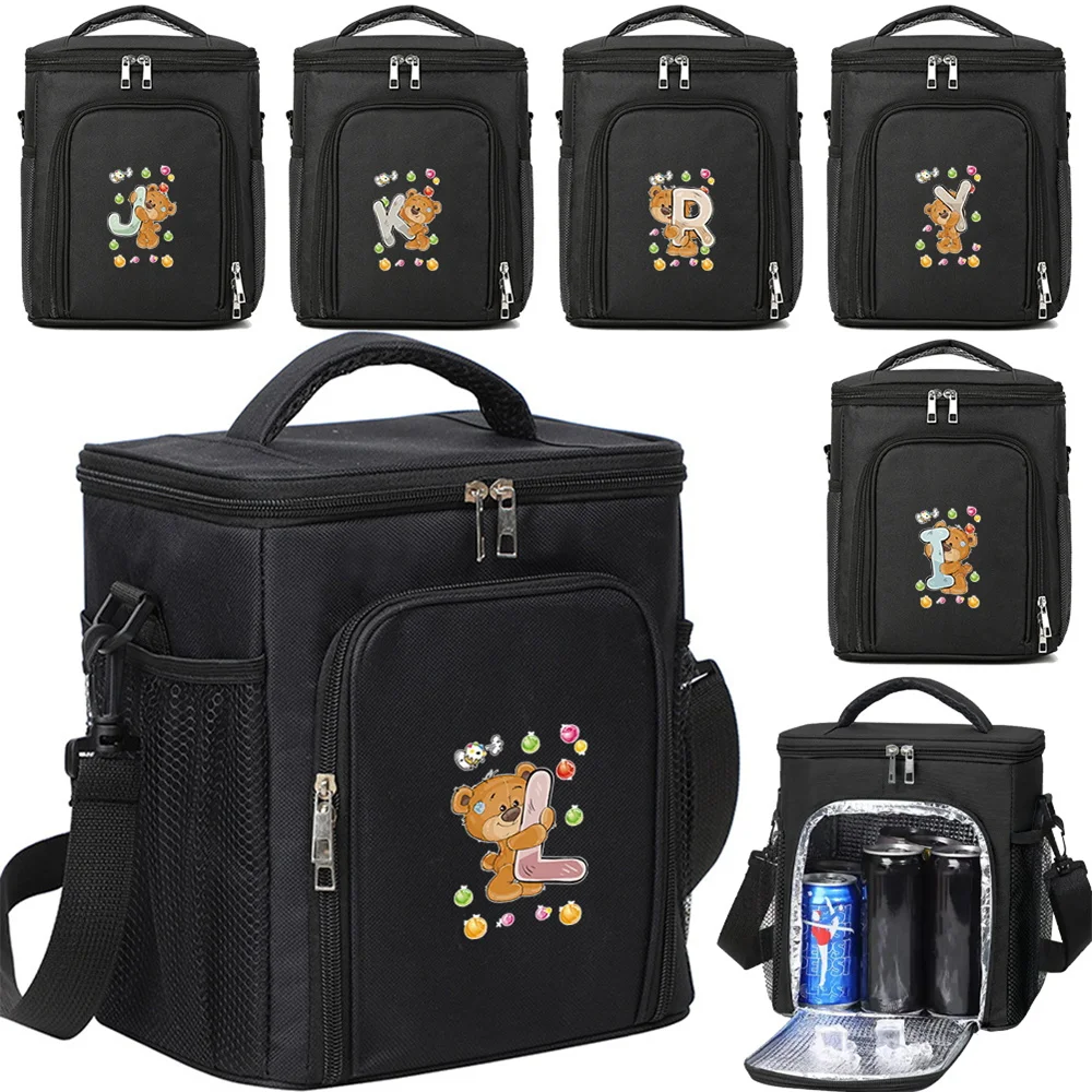 Cooler Pack Insulated Lunch Bag Thermal Picnic Box Reusable Dinner Storage Bag Bento Lunch Handbags Cute Bear Printing Series