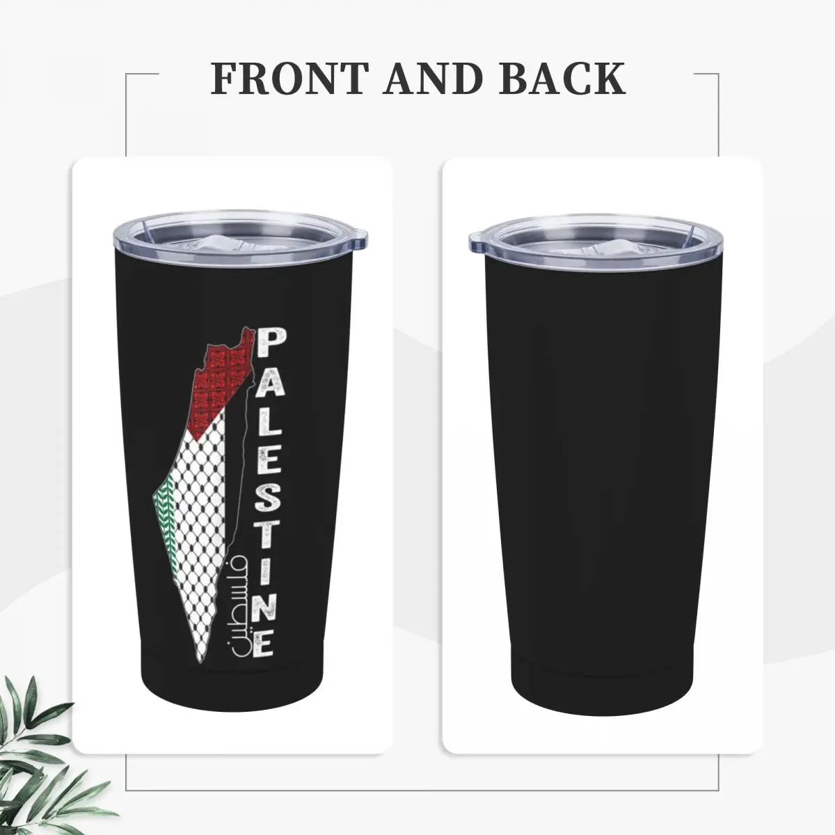 빨대 뚜껑이 달린 단열 텀블러, 스테인레스 스틸 보온 머그잔, 가정용 자동차 병 컵, 20oz, Keffiyeh Thobe
