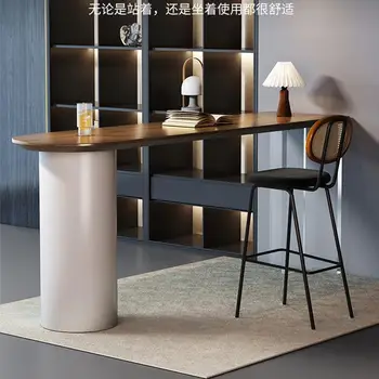 Wabi Stillwind solid wood bar table, home leisure wall long strip high-footed table, creative acrylic foot bar table