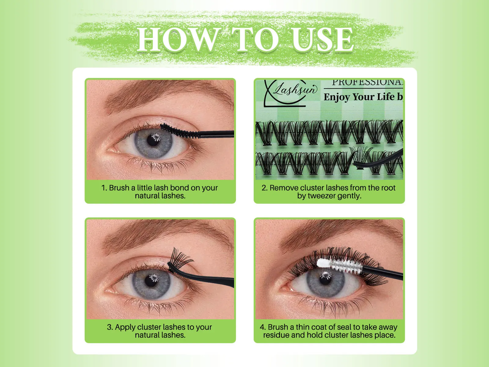 Lashsun Lash Clusters book DIY Eyelash Extensions Clusters Lashes book D Curl LASH Mega Volume Individual Lashes Eyelash Cluster image 6