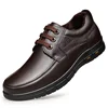 Hot Sale Soft Sole Lace-up Luxury Brand Middle-aged Old Man Dad Lightweight Loafers Shoes Men Genuine Leather Casual Shoes 1